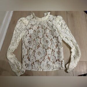 WAYF Elegant Cream Lace Top size m